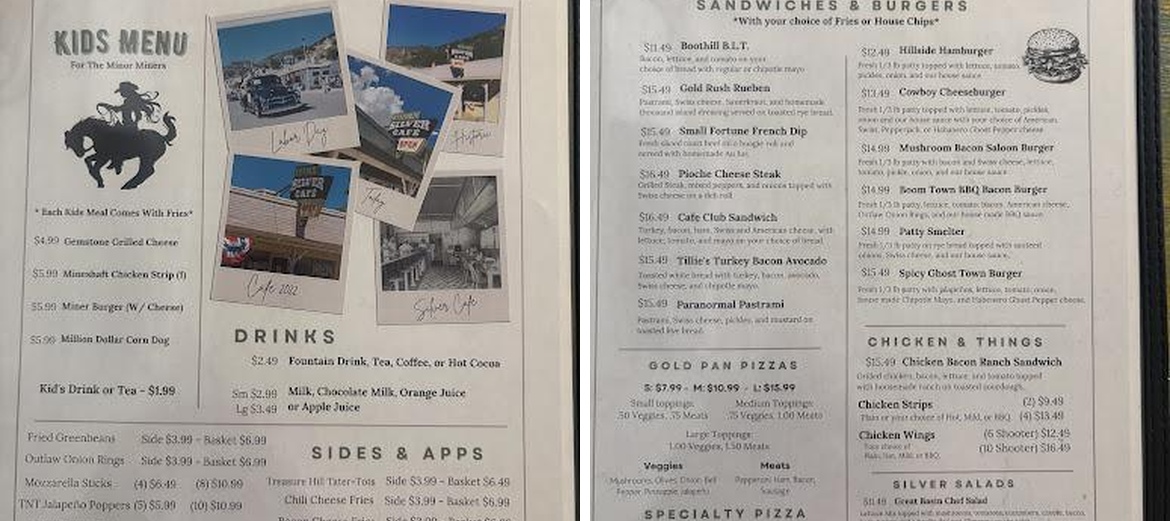 Historic Silver Cafe Menu